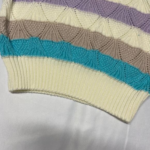 Kenneth Too! by American Vintage USA Sweater Crotchet Open Knit Vintage Size L - Picture 5 of 7